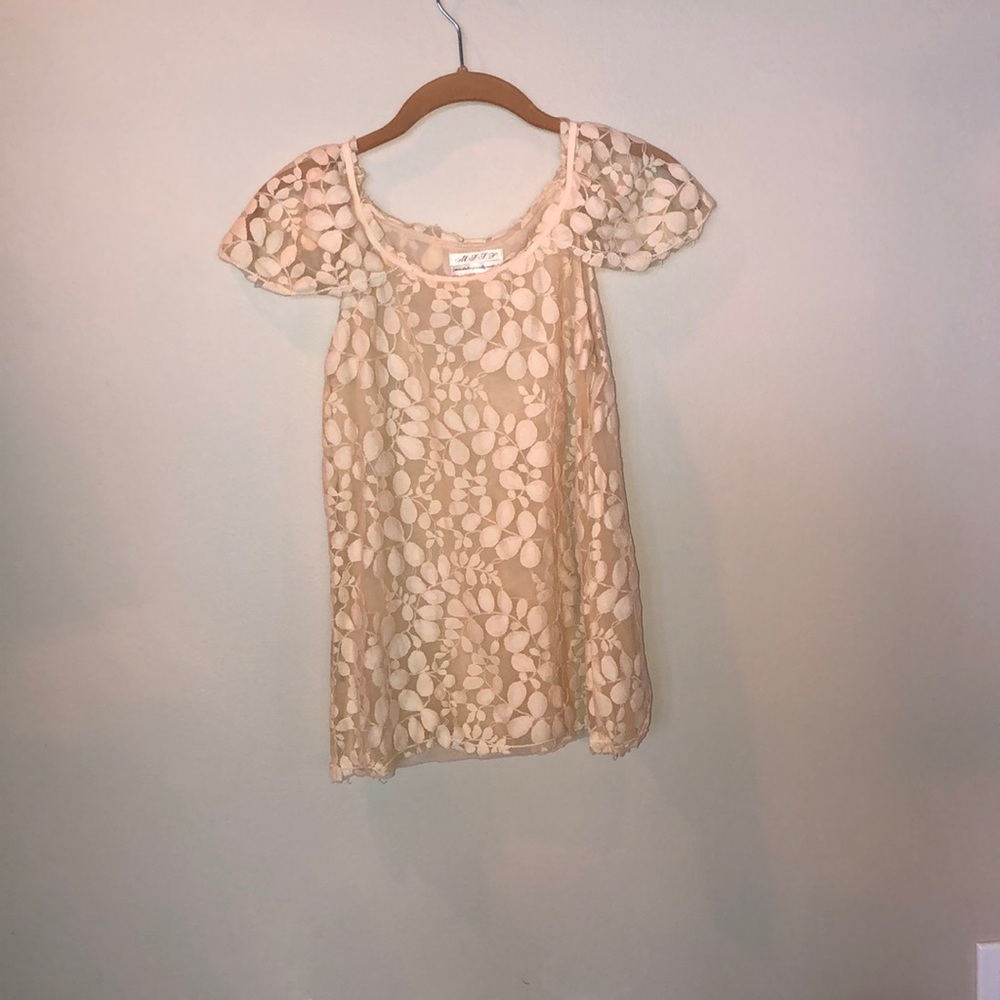 Cream short sleeve blouse